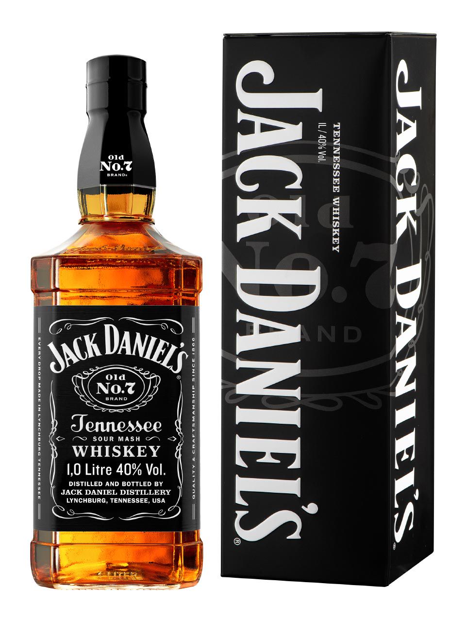 Jack Daniels Black Label Blended Tennessee Whiskey 40 1L Gift Pack