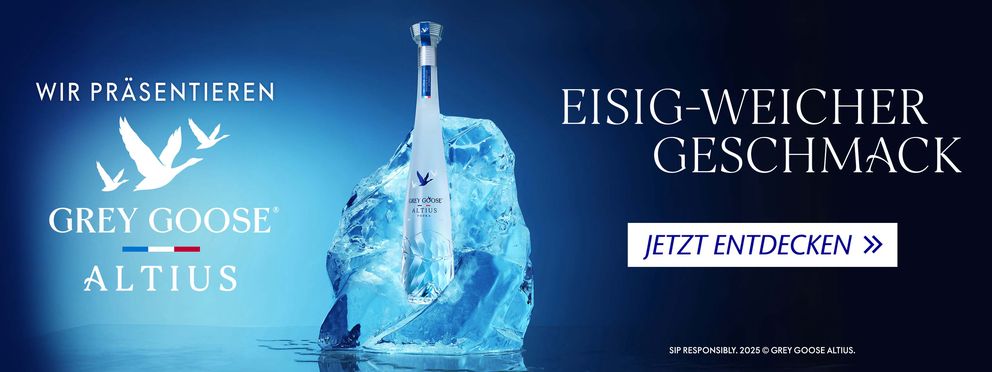 Werbebanner von GREY GOOSE ALTIUS - Eisig weicher Geschmack
