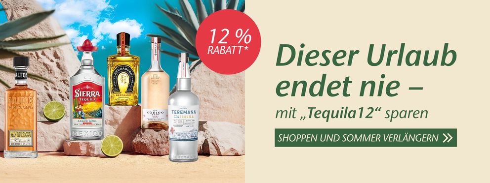 Dieser Urlaub endet nie! Jetzt mit "Tequila12" 12% auf Tequila sparen.