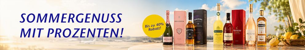 Sommergenuss mit Prozenten - bis zu 40% Rabatt auf ausgewählte Spirituosen