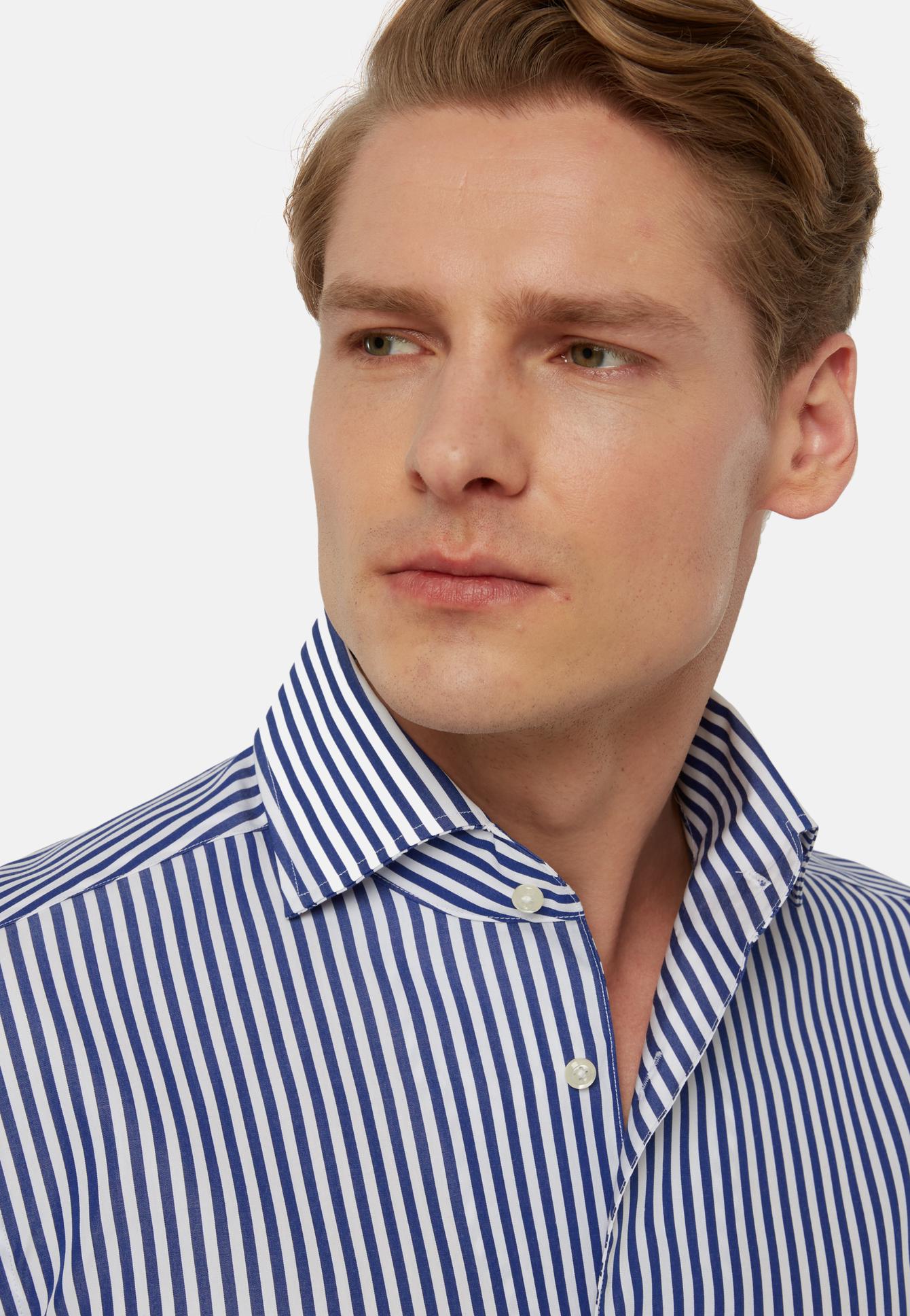 Regular Fit Royal Blue Striped Cotton Shirt | Frankfurt Airport Online ...