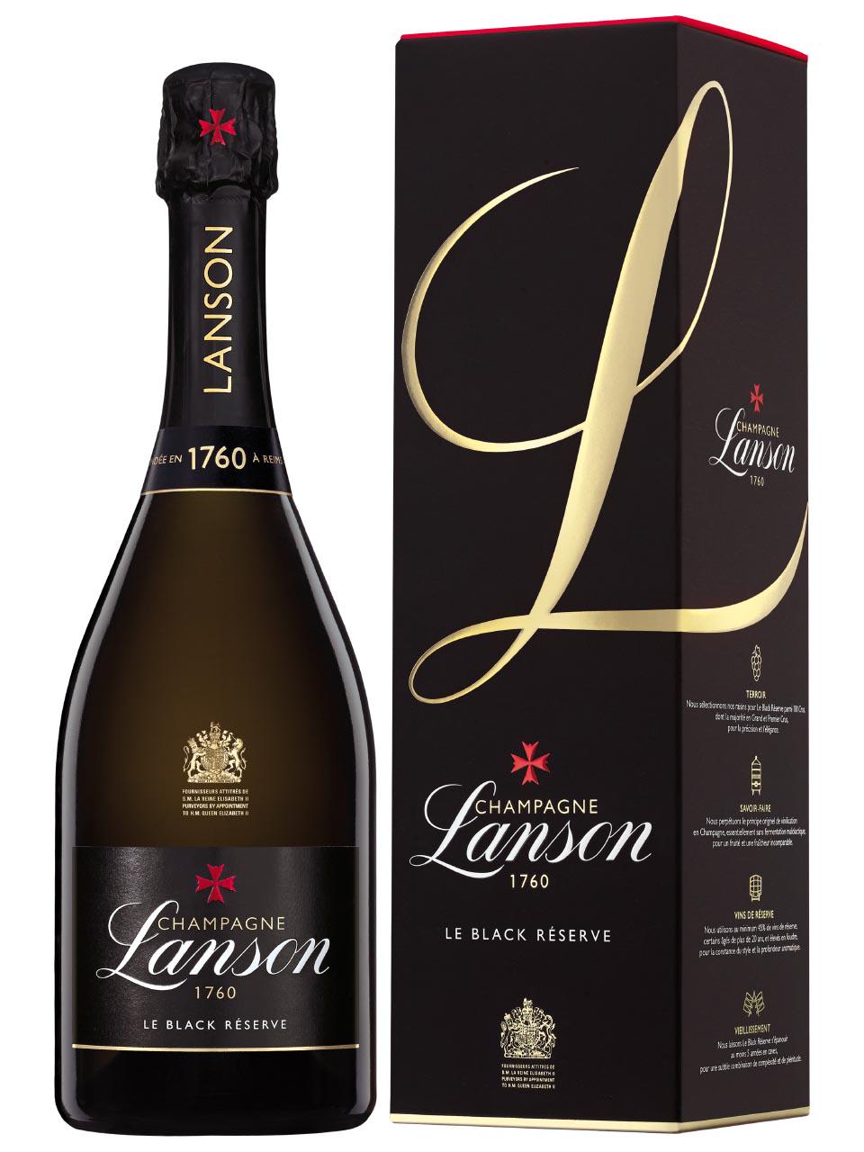 Lanson Le Black Réserve, Champagne, Online | AOC, 0.75L Airport white Shopping brut, (gift Frankfurt box)