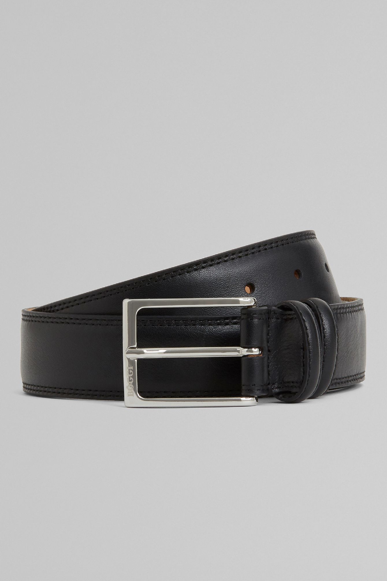 Saddle Stitched Tumbled Leather Belt Frankfurt Airport Online