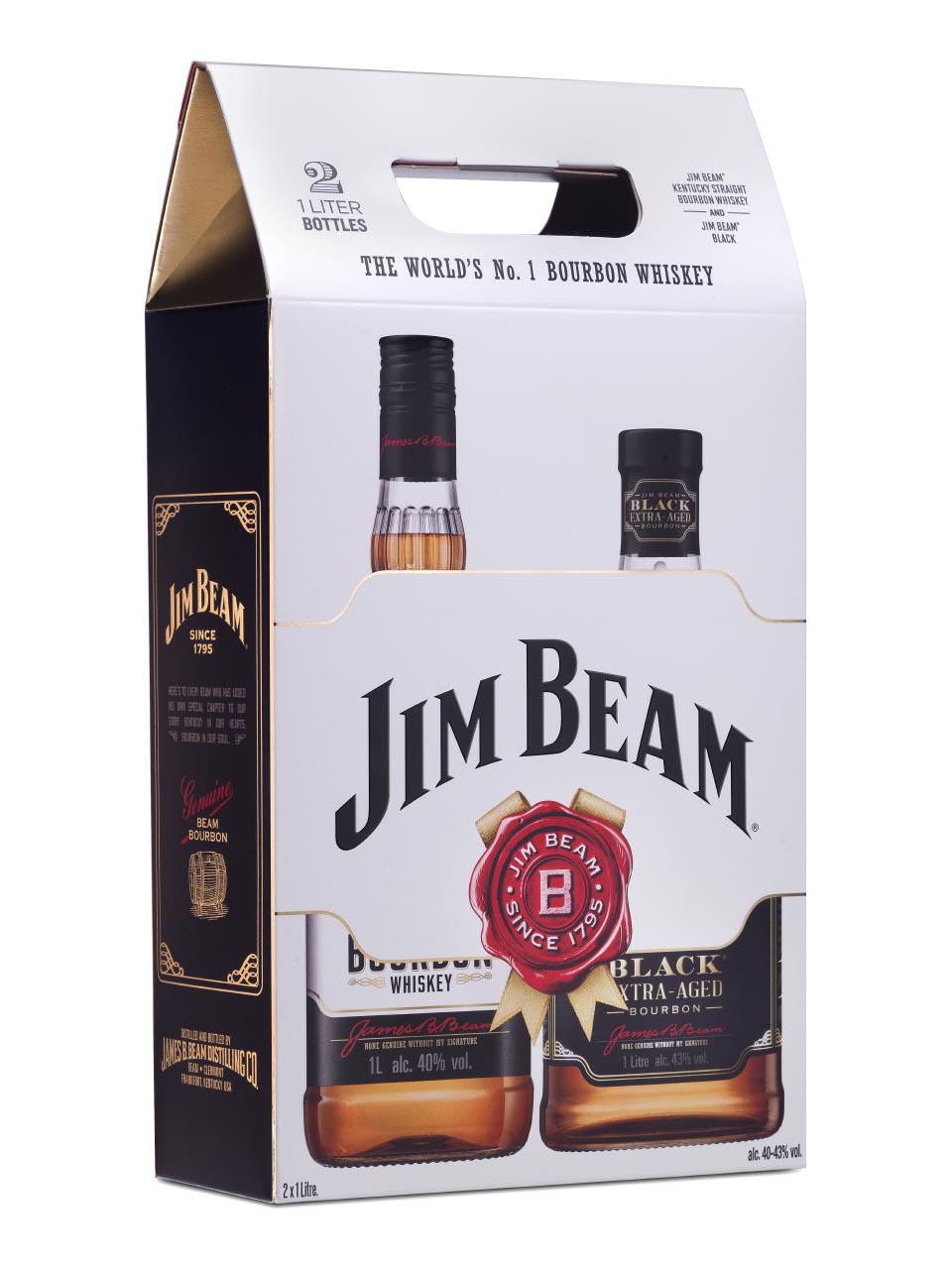 Jim Beam Kentucky Straight Bourbon Whiskey White 40% / Black 43% Twinpack  2x1L* | Frankfurt Airport Online Shopping