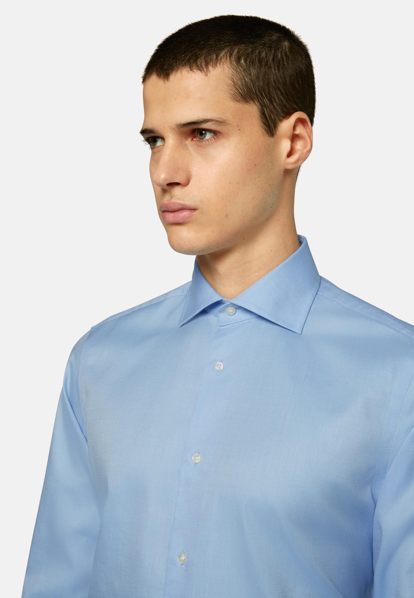 Slim Fit Sky Blue Cotton Twill Shirt | Frankfurt Airport Online Shopping