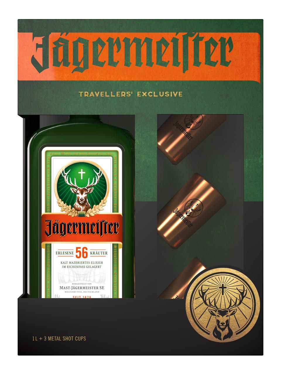 Lot d'alcools composé de : - 1 coffret JAGERMEISTER c…