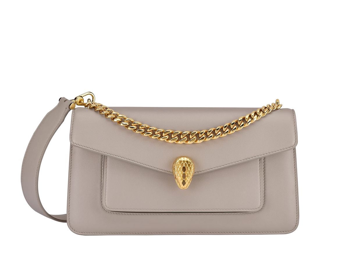 Bvlgari Maxi Serpenti Metallic Leather Chain Top Handle Bag In