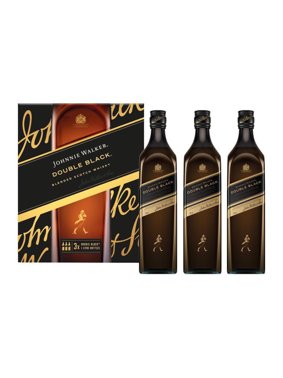 Johnnie Walker Double Black Blended Scotch Whisky Triple Pack 40