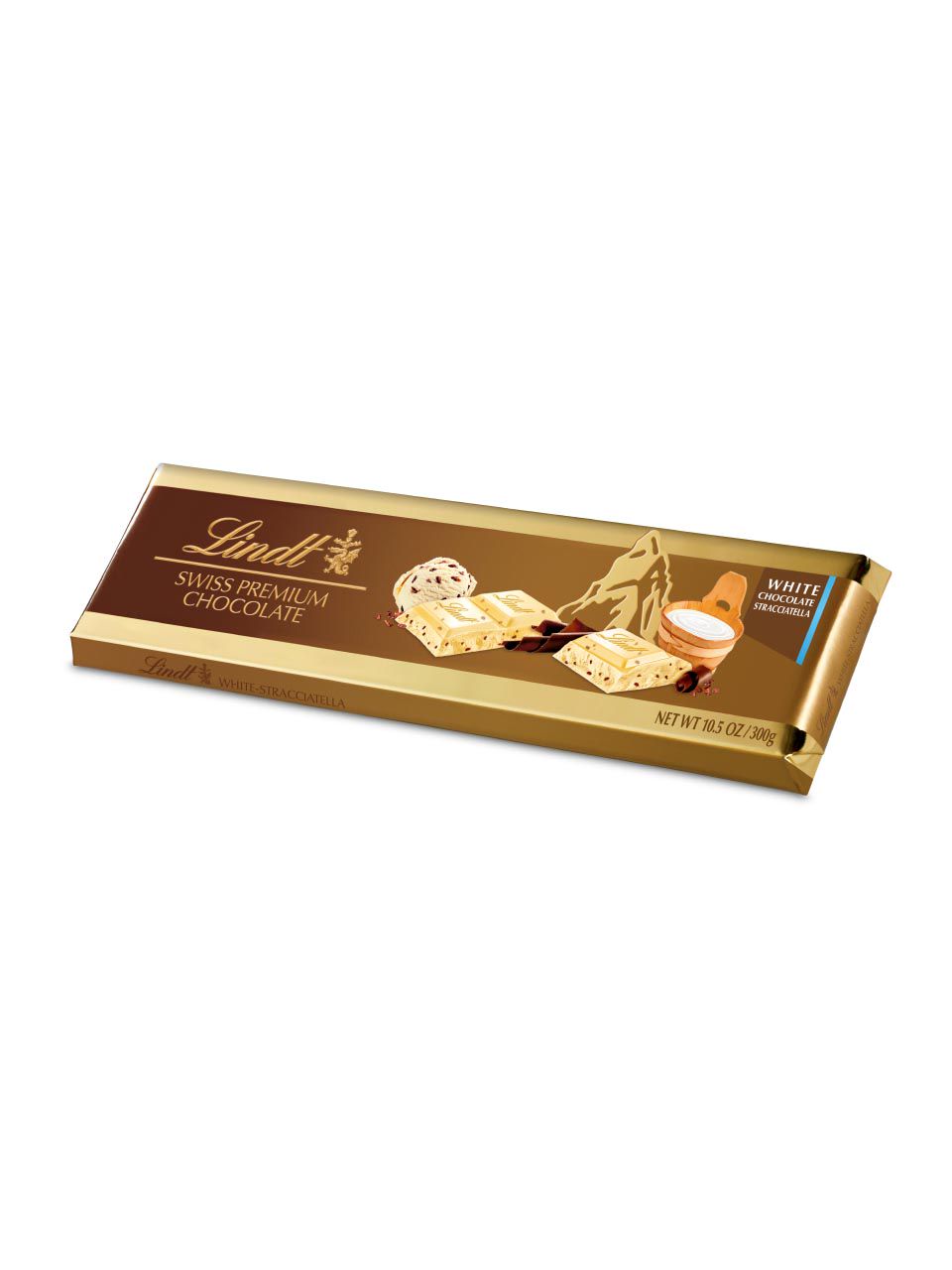 Lindt Gold Tafel aus weißer Schokolade mit Kakaosplittern und ...