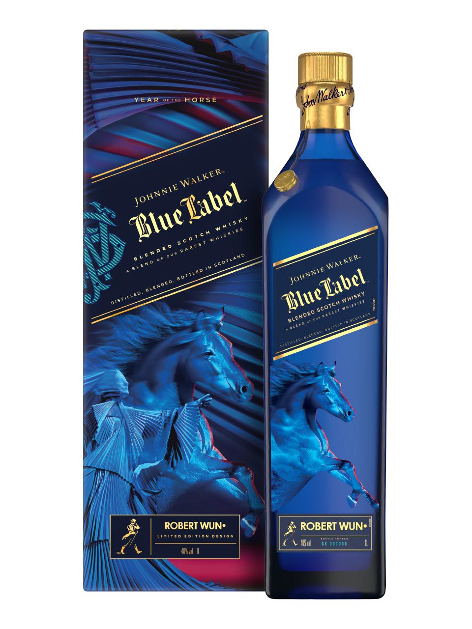 Johnnie Walker Blue Label Lunar New Year Horse 40% 1L, gift pack