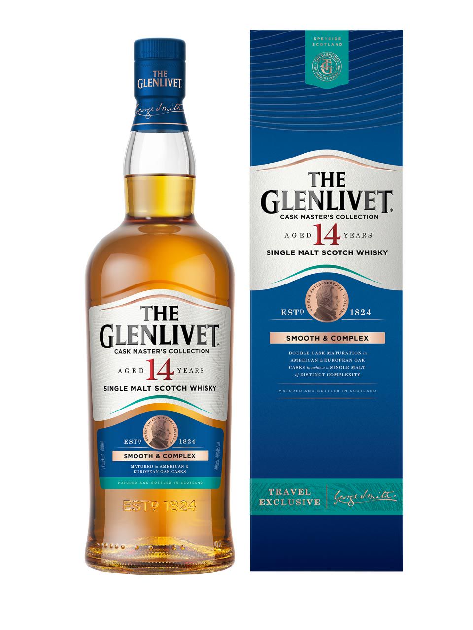 The Glenlivet 14YO Single Malt Scotch Whisky 40% 1L gift pack