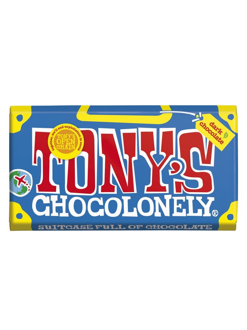 Tony's Chocolonely Fairtrade dunkle Schokolade mit mindestens 70% Kakaofeststoffen. Hergestellt in Belgien. 240g
