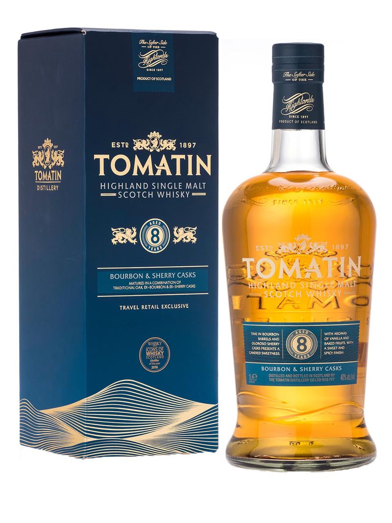 Tomatin 8y Highland Single Malt Whisky Scotch 40% 1L Geschenkverpackung