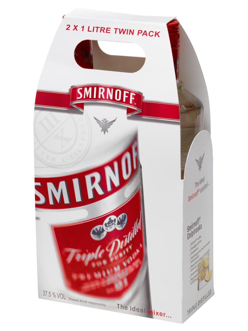Smirnoff Red Label Vodka 37.5% 2x1L Twinpack
