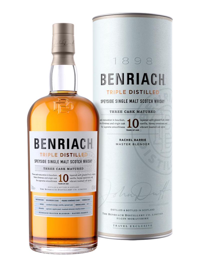 BenRiach 10y Triple Distilled Speyside Single Malt Scotch Whisky 43% 1L Geschenkverpackung