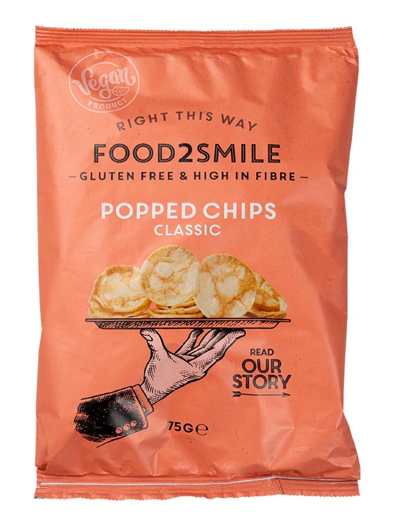 Food2Smile Soja- und Kartoffelchips mit Salzgeschmack, 75G.