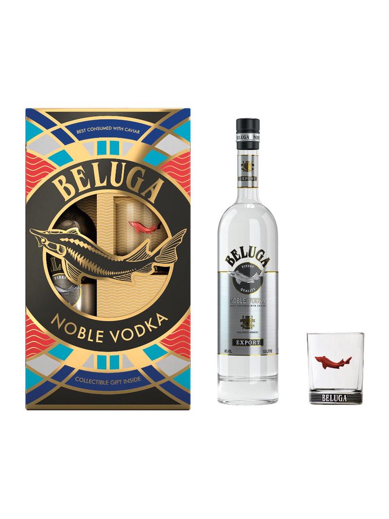 Beluga Noble Vodka 40% 1L Geschenkverpackung mit Glas