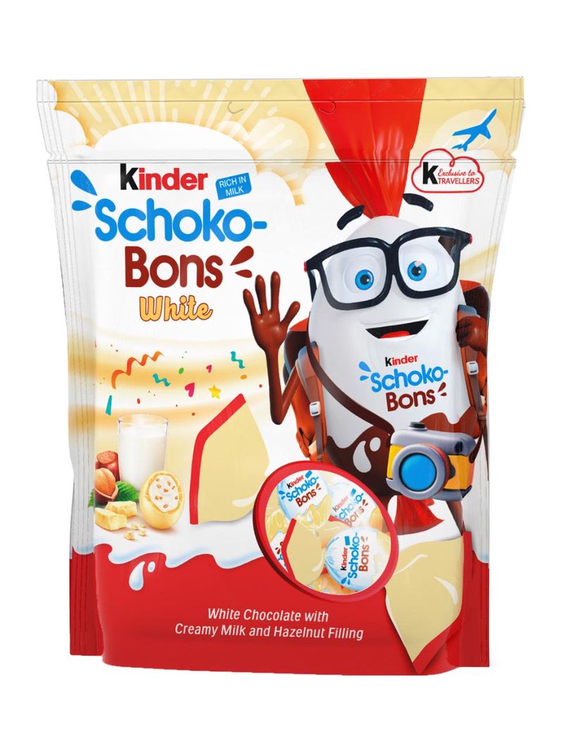 Kinder Schokobons umhüllt von weißer Schokolade