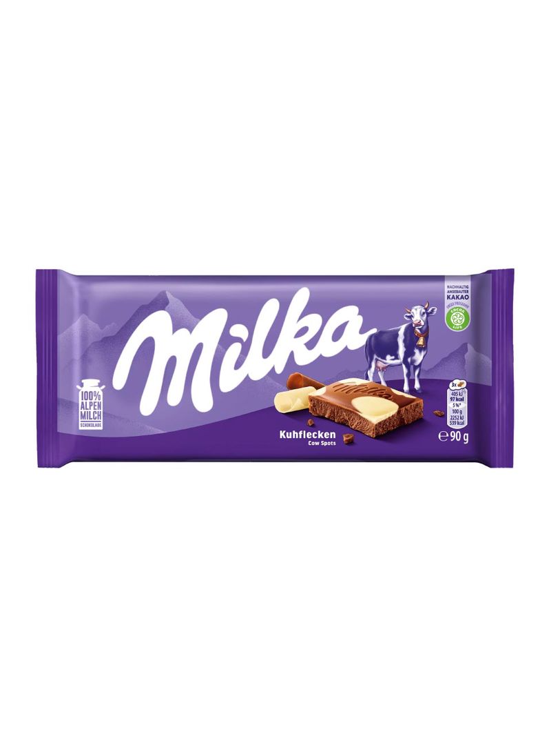 Alpine milk chocolate with white chocolate (16%).