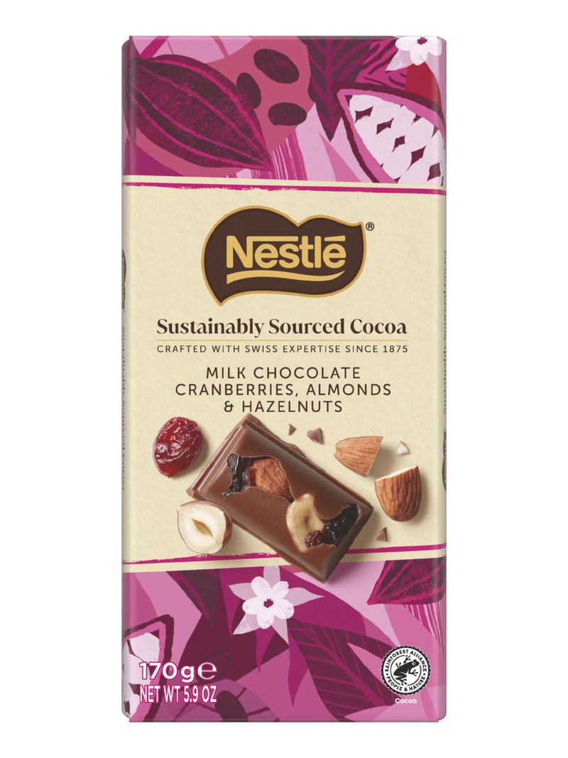 NESTLE Milchschokolade, Preiselbeeren, Mandeln & Haselnüsse 170g