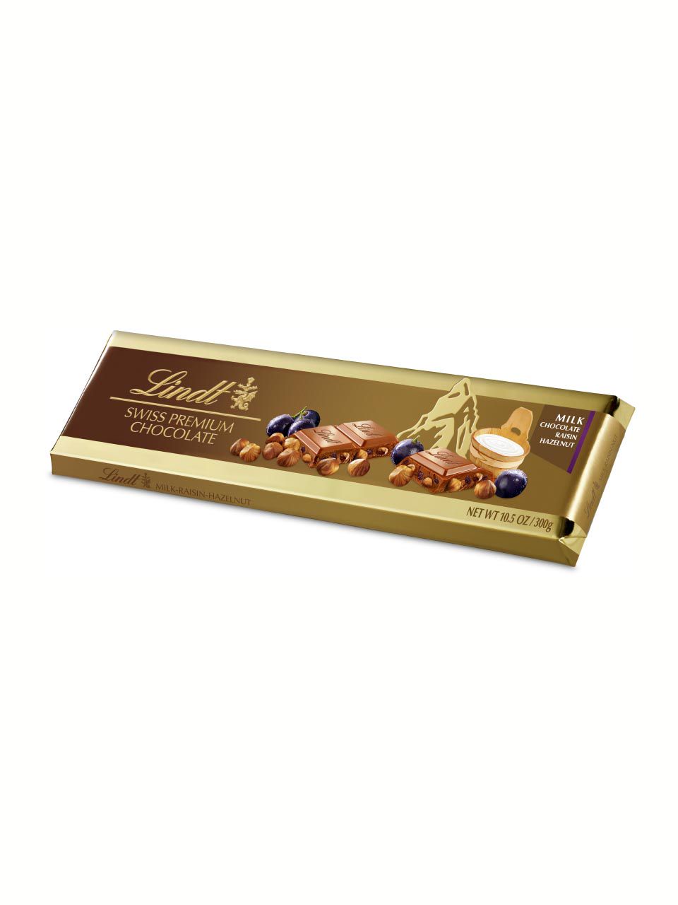 Lindt Gold Bar Milk Raisin Hazelnut 300g | Frankfurt Airport Online ...