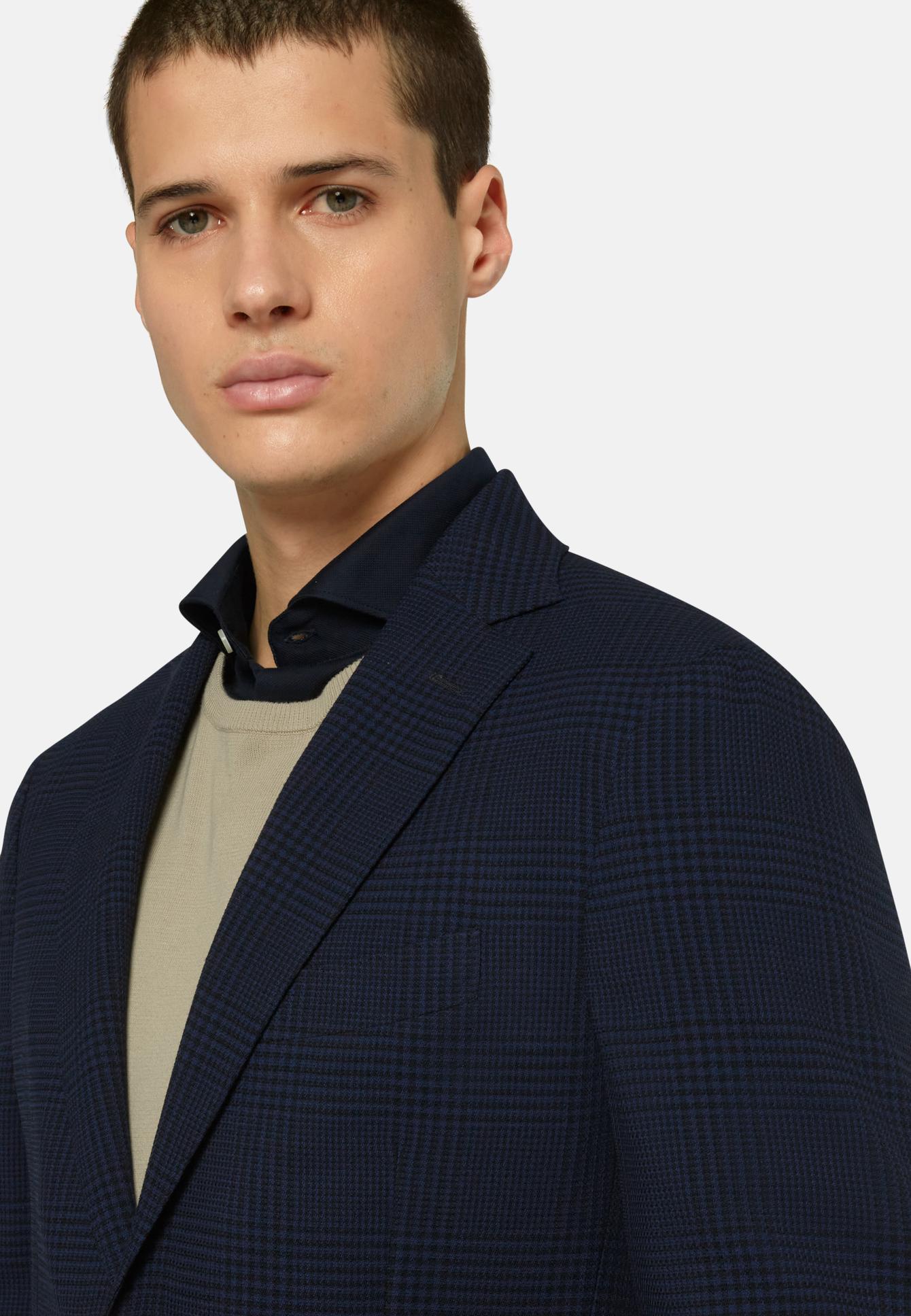 Navy Prince of Wales Check Wool Jacket | Frankfurt Airport Online Shopping