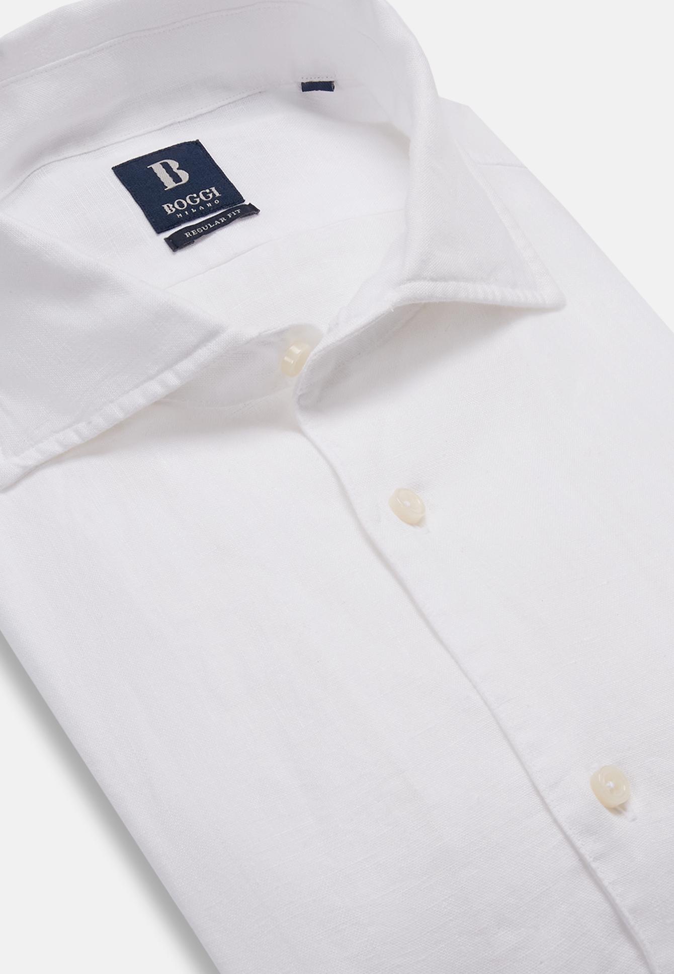 Regular Fit White Linen Shirt | Frankfurt Airport Online Shopping