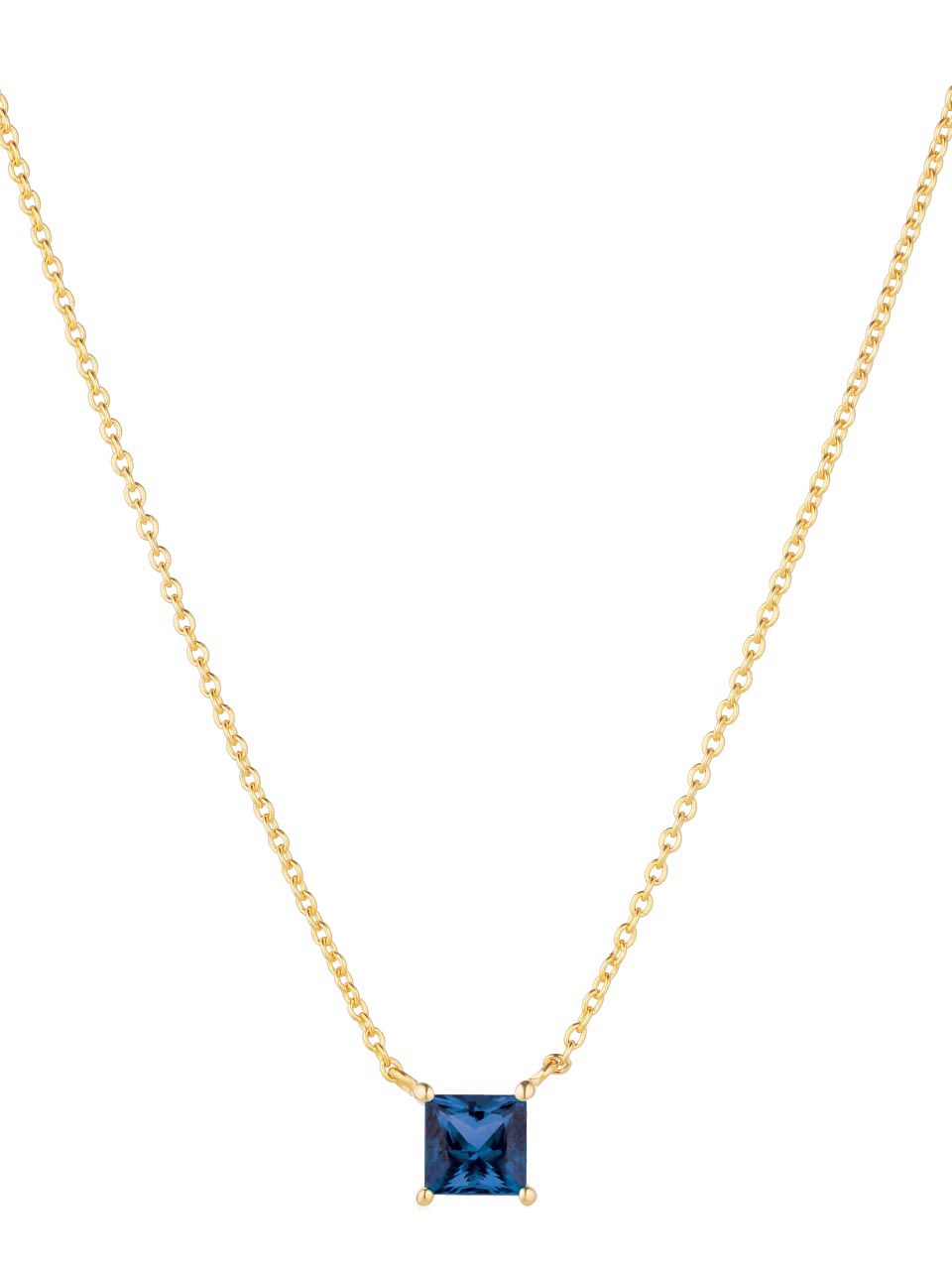 Necklace Ellera Quadrato - 18k gold plated, with blue zirconia ...